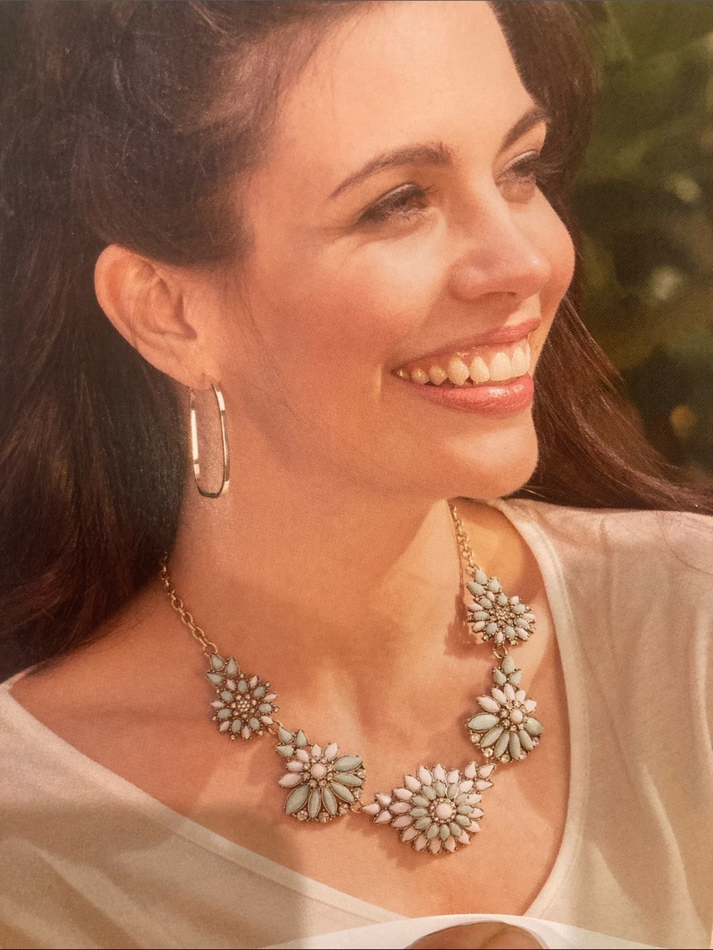 Mint Floral Statement Necklace for Women Chunky Bib Fashion Jewelry